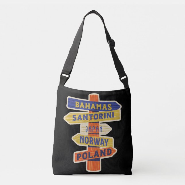 Time traveller l Colourful vacation l Black Crossbody Bag (Front)