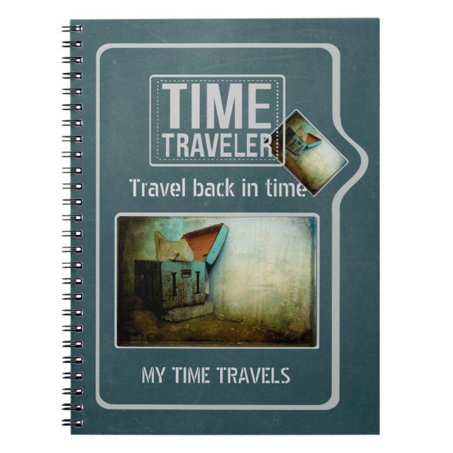 Time traveller shabby blue chest personalized notebook (Front)