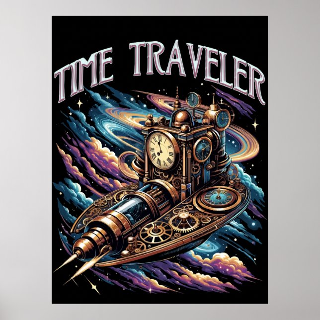 Time Traveller – Steampunk Space Adventure Poster (Front)