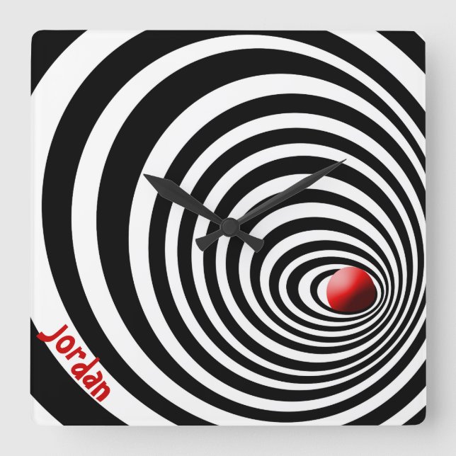 Time Tunnel Optical Art Square Wall Clock (Front)