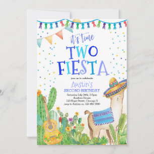 Time Two Fiesta Boy 2nd Birthday Cactus Invitation