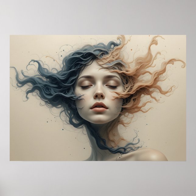 Time-Warped Faces Poster Abstract Wall Art (Front)