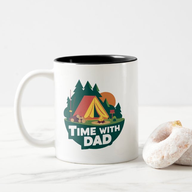 Time With Dad - Father's Day Two-Tone Coffee Mug (With Donut)