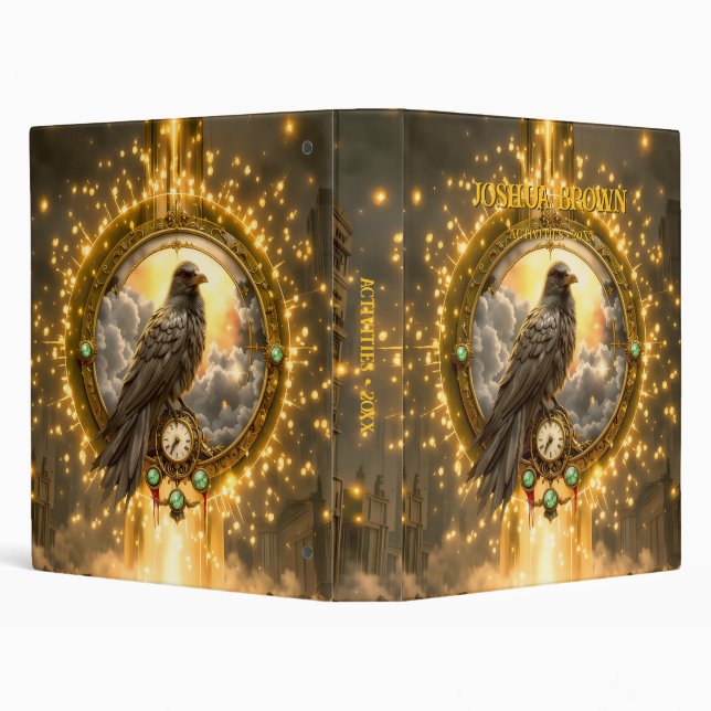 Timekeeper Raven – Gothic Clockwork  Binder (Background)