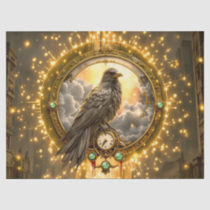 Timekeeper Raven – Gothic Clockwork Tissue Paper