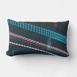Timelapse photography of blue and white lights lumbar pillow