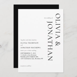 Timeles  Elegant Classic Black and White Wedding Invitation