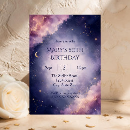Timeless 80th Birthday Invitation | Luxury Stars