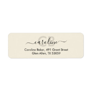Timeless -- Antique White Monogram Address Label