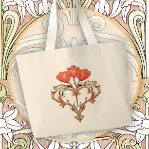Timeless Artistic Art Nouveau Floral Large Tote Bag