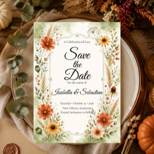 Timeless Autumn Garden Floral Wedding Save The Date