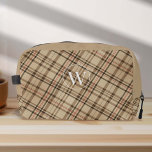 timeless beige pattern monogram plaid  dopp kit<br><div class="desc">Discover the timeless elegance of the Vintage Beige Pattern Monogram Plaid Dopp Kit Bag designed by PixeliaDesigns, where classic charm meets modern utility. This exquisite dopp kit, featuring a sophisticated plaid pattern in serene beige tones, is accentuated with a personalized monogram in an elegant font, making it a unique accessory...</div>
