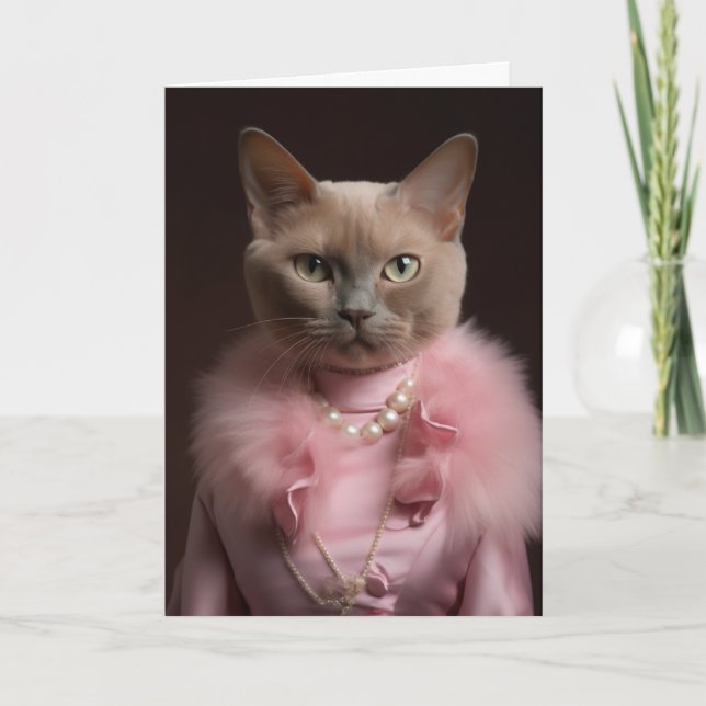 Timeless Birthday Cat Greeting Card (Front)
