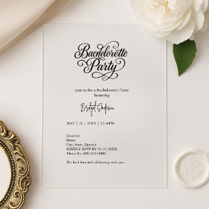 Timeless Black and White Bachelorette Script Invitation