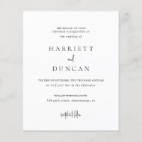 Timeless Black and White Budget Wedding Invitation
