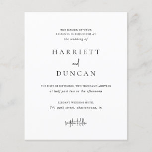 Timeless Black and White Budget Wedding Invitation