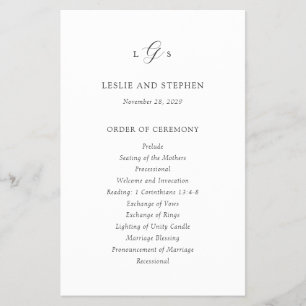 Timeless Black and White Budget Wedding Program