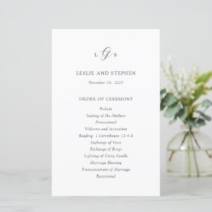 Timeless Black and White Elegant Wedding Program