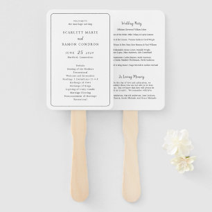 Timeless Black and White Elegant Wedding Program Hand Fan