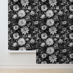Timeless Black and White Floral Peel and Stick  Wallpaper
