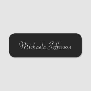 Timeless Black And White: Handwritten Calligraphy Name Tag