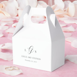 Timeless Black and White Monogram Elegant Wedding Favor Box