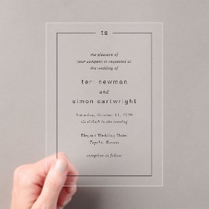 Timeless Black and White Monogram Modern Wedding Acrylic Invitations