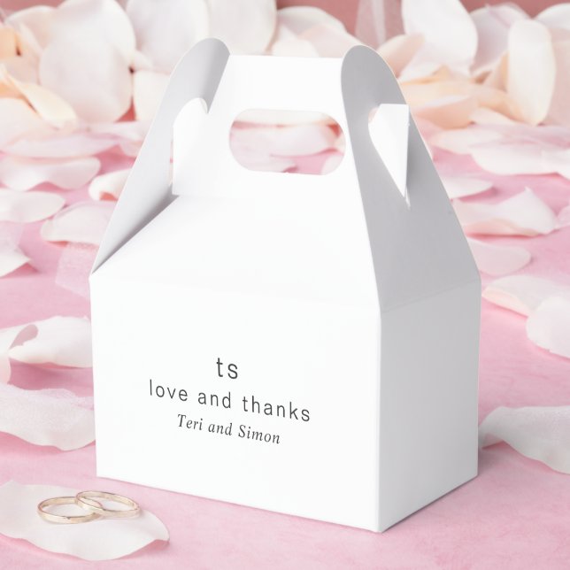 Timeless Black and White Monogram Modern Wedding Favor Box (Wedding)