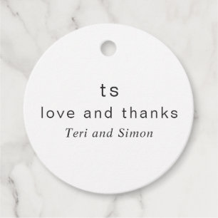 Timeless Black and White Monogram Modern Wedding Favour Tags