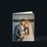 Timeless Black and White Photo Elegant Wedding Thank You Card<br><div class="desc">Classic style folded wedding thank you cards featuring a simple yet elegant design with "love and thanks" in an elegant calligraphy along with your names over your favourite photo.  The inside has a second picture and your three initial monogram.  Use the template to add your personalized message.</div>