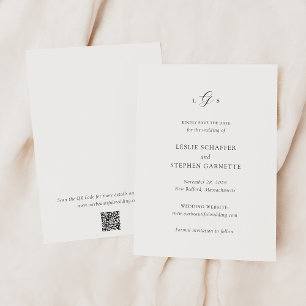 Timeless Black and White QR Code Elegant Wedding Save The Date