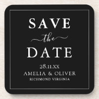 Timeless Black Minimalist Wedding Save The Date
