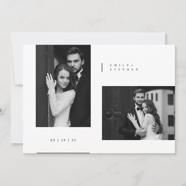 Timeless Black Tie Photo Wedding Invitation (Front)