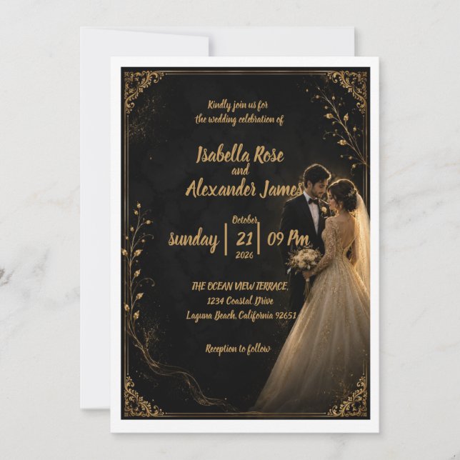 Timeless Black Wedding Invitation (Front)