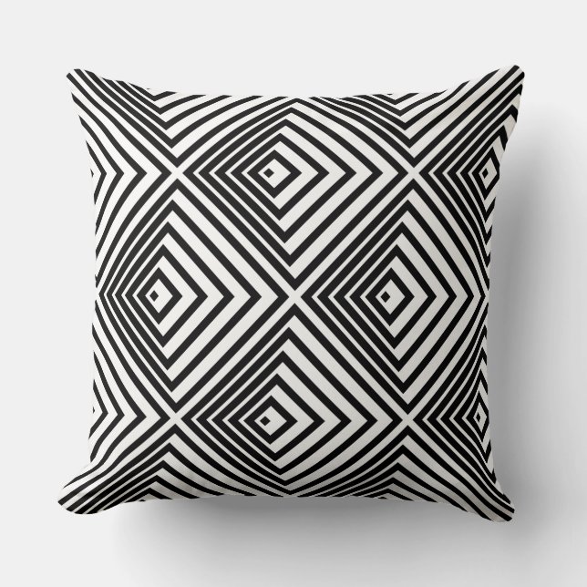 Timeless Black & White Nested Box Pattern Throw Pillow (Front)