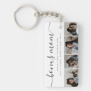 Timeless Black White Photo Calligraphy Mothers Day Keychain