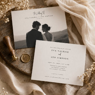 Timeless Black & White Photo Wedding  Invitation