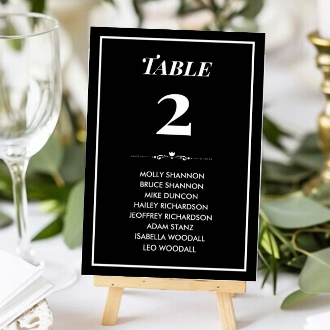 Timeless Black & White Wedding Seating Chart Card (Creator Uploaded)