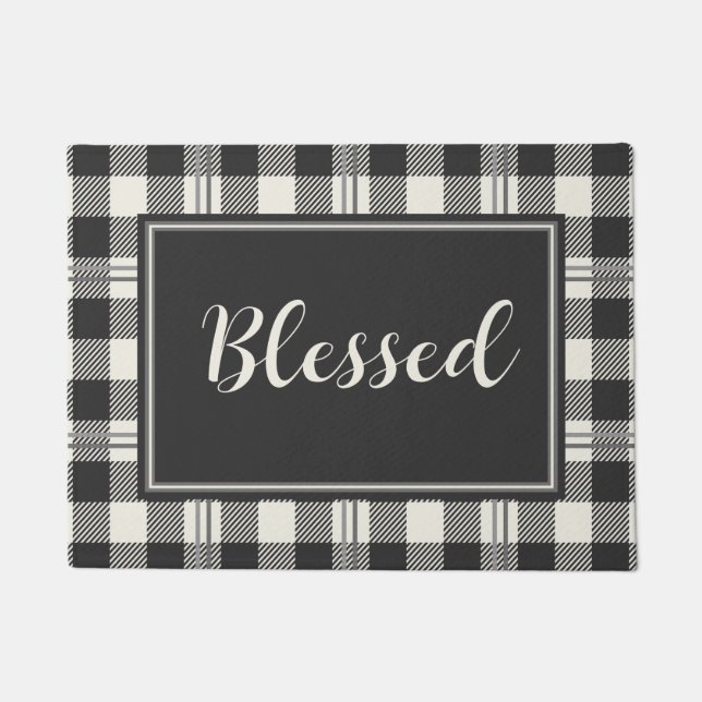 Timeless Blessed Buffalo Plaid Doormat Design (Front)
