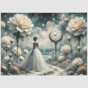 Timeless Bloom Bride Surreal Fantasy Decoupage Tissue Paper