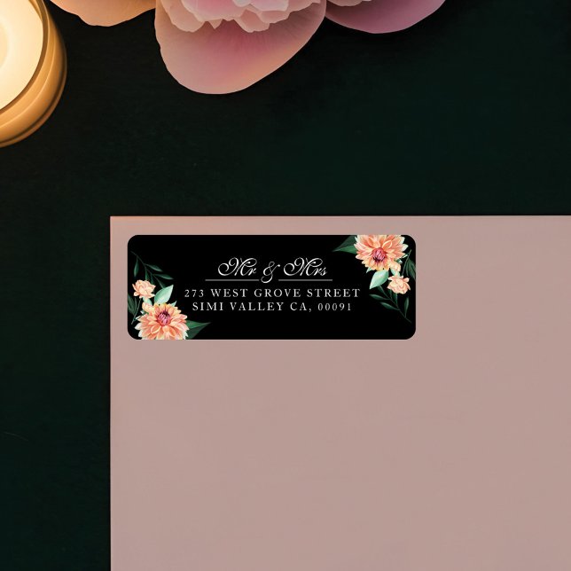 Timeless Bloom Mr & Mrs Watercolor Floral Wedding (Timeless Bloom Mr & Mrs Watercolor Floral Wedding Label)