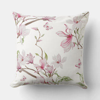 Timeless Blooming Pink Flowers Beautiful Design  Throw Pillow