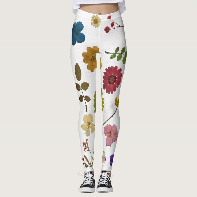 Timeless Blooms Vintage Pressed Flower Legging (Front)