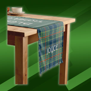 Timeless blue and green Tartan Monogram   Long Table Runner