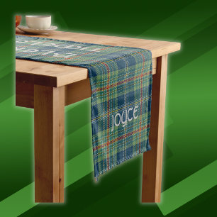 Timeless blue and green Tartan Monogram Long Table Runner