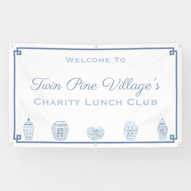 Timeless Blue And White Shower Or Non-Profit Event Banner (Horizontal)