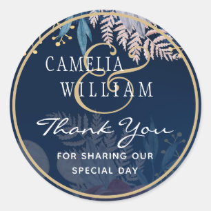 Timeless Blue Burgundy Floral Lace Wedding Classic Round Sticker