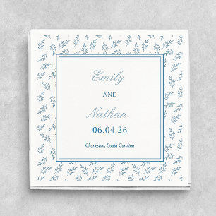 Timeless Blue Garden Elegant Classic Wedding Napkin