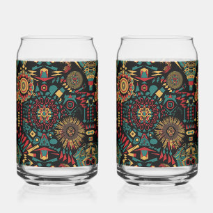 Timeless Blue "Heritage-Inspired Patterns" Can Gla Can Glass