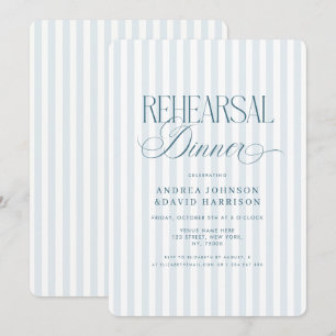 Timeless Blue Stripes Vintage Rehearsal Dinner Invitation